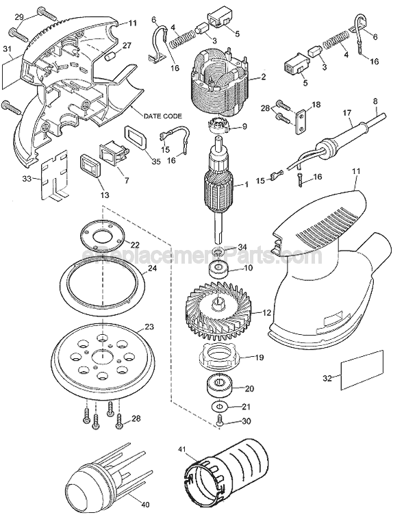 Page A Diagram and Parts List for RO100 Type 1 Black and Decker Sander Polisher